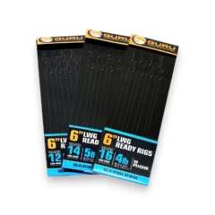 Guru LWGS Barbless Pole Rigs 6" displayed in original packaging on a white background showing multiple rigs