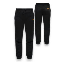 Guru Polar Joggers Black fleece-lined fishing joggers with an elasticated waistband, adjustable drawcord, side pockets and ribbed ankle cuffs for cold-weather fishing.