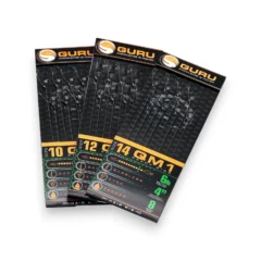 Guru QM1 Standard Barbless Hair Rigs 4" full range displayed in original packaging on a white background