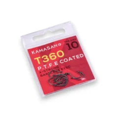 Kamasan T360 P.T.F.E X-Strong Barbless Hooks packet shown on a white background.