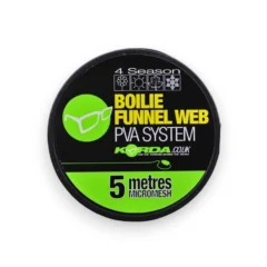 Korda Boilie Funnel Web Micromesh Refill 5m shown in packaging on a white background.