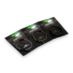 Selection of Korda Dark Matter Leader Ring Swivels shown with packaging on a white background.