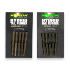Korda Hybrid Tail Rubbers full range in packaging shown on a white background.