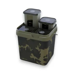 Korda Kontainer System shown with four internal Kontainers inside the main 17L bucket on a white background.