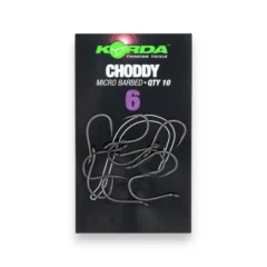 Korda Choddy Barbed Hooks shown in original packaging on a white background