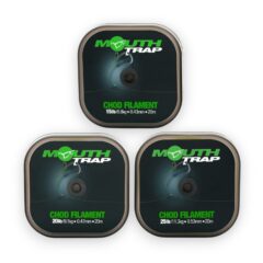 Korda Mouth Trap hook link range in packaging on white background showing carp fishing stiff rig material spools
