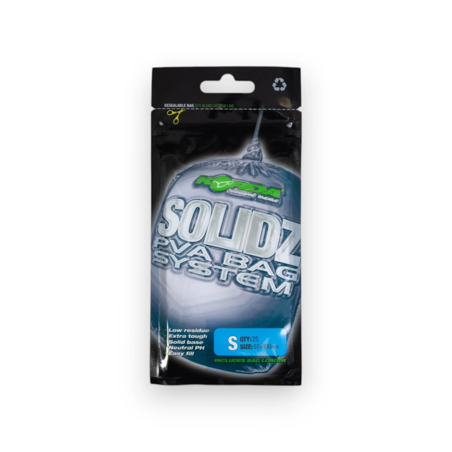 Korda Solidz PVA Bags Small in packaging on white background showing carp fishing PVA bags
