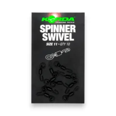 Korda Spinner Ring Swivel Size 11 shown with original packaging and product on a white background
