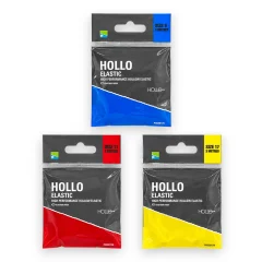 Selection of Preston Hollo Elastic products in their original packaging, showing different strengths from the range.