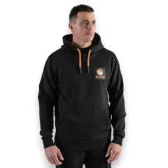 Guru Patch Hoodie Black heavyweight fleece-lined fishing hoodie with adjustable hood and kangaroo pocket