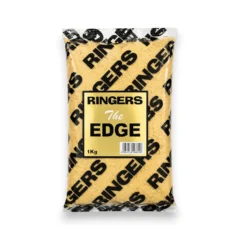 Ringers The Edge groundbait in a clear 1kg bag with branded packaging on a white background.