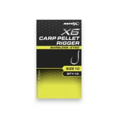 Matrix X6 Carp Pellet Rigger Hooks Barbless-Eyed