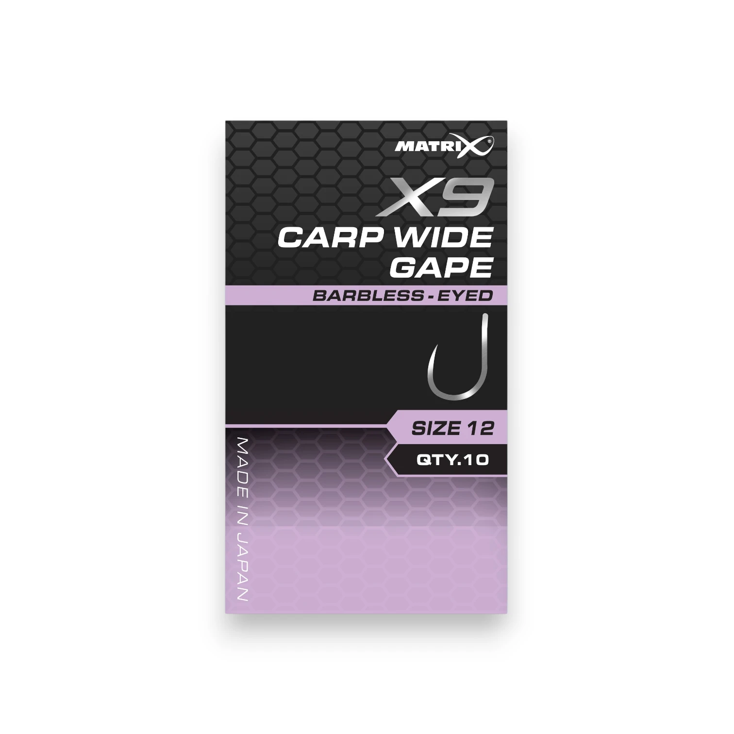 Matrix X9 Carp Wide Gape Hooks Barbless-Eyed