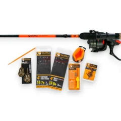 Guru 10' Feeder Rod & Reel Combo showing the 10ft feeder rod, pre-loaded 4000 reel, Ready Rod Sleeve, and included accessories