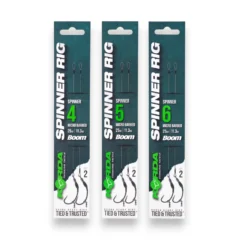 Korda Barbed Spinner Rig full range shown in packaging on a white background.