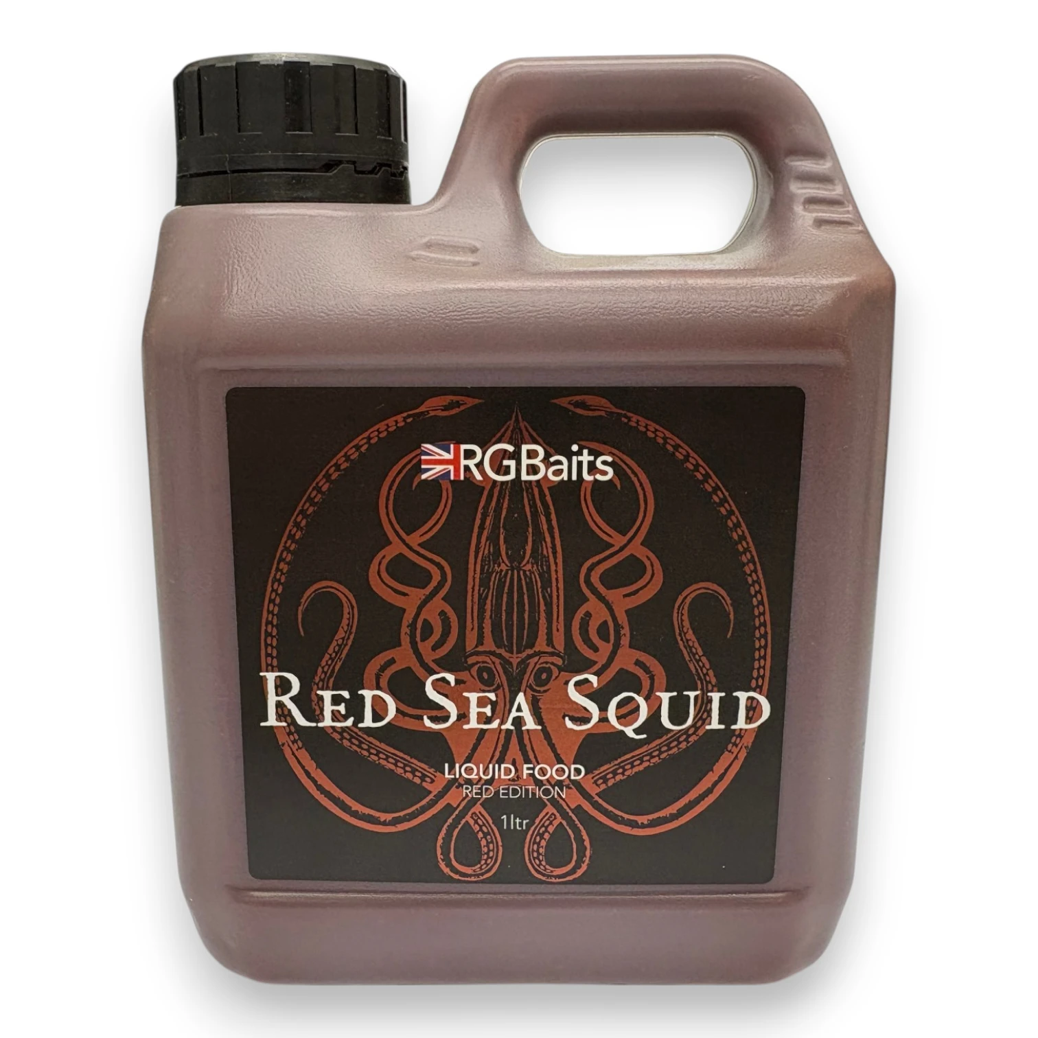 RG Baits Liquid Food 1 Litre Red Sea Squid Red Edition liquid bait additive on a white background