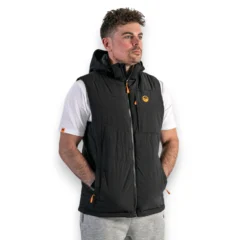 Guru Hybrid Gilet Black insulated fishing body warmer with lightweight sleeveless design