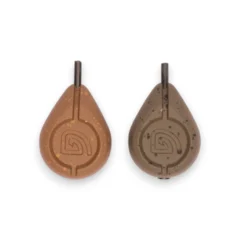 Trakker Flat Pear QC Inline Leads showing a selection of lead weights on a white background