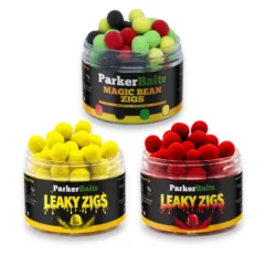 Parker Baits Mystic Fruits Zigs range showing all available flavours displayed together