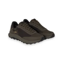 Korda Drykore Trainers Dark Camo shown from a front angled view on a white background.