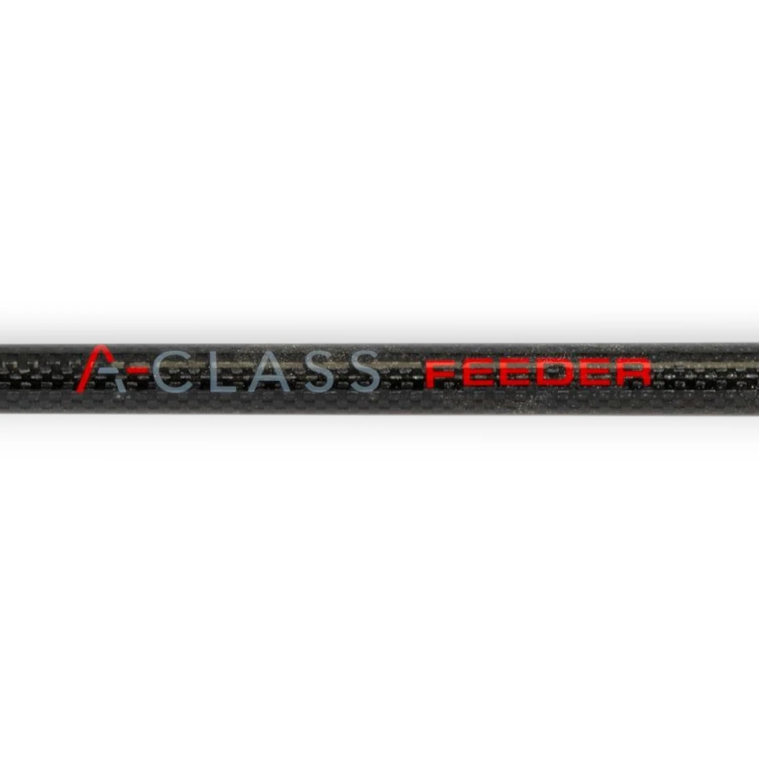Close up of Guru A-Class Method Feeder rod carbon blank on white background showing rod blank detail