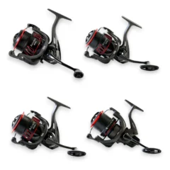 Guru A-Class Reels full range on white background showing 3000 4000 5000 and 6000D coarse fishing reels