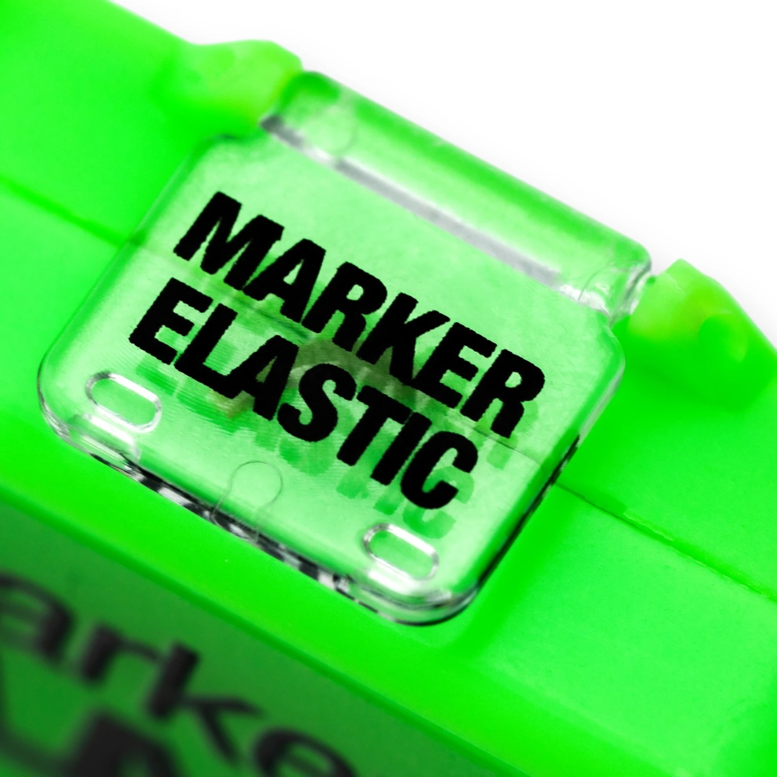 Close up of Korda Marker Elastic top dispenser on white background showing fishing line marker spool detail