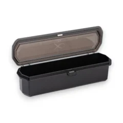 Matrix Slim Accessory Box open on white background showing internal compartments for small fishing tackle storage