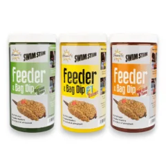 Dynamite Feeder Dip range showing all available flavours including Betaine Green, F1 Sweet, Red Krill, and Tuna