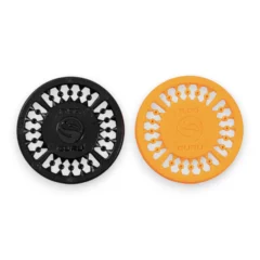 Guru Slider Beads in orange and black shown on sprue designed for slider fishing rigs and smooth line movement