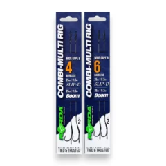 Korda Combi Multi Rig Wide Gape B Barbless range displayed in original packaging on a white background