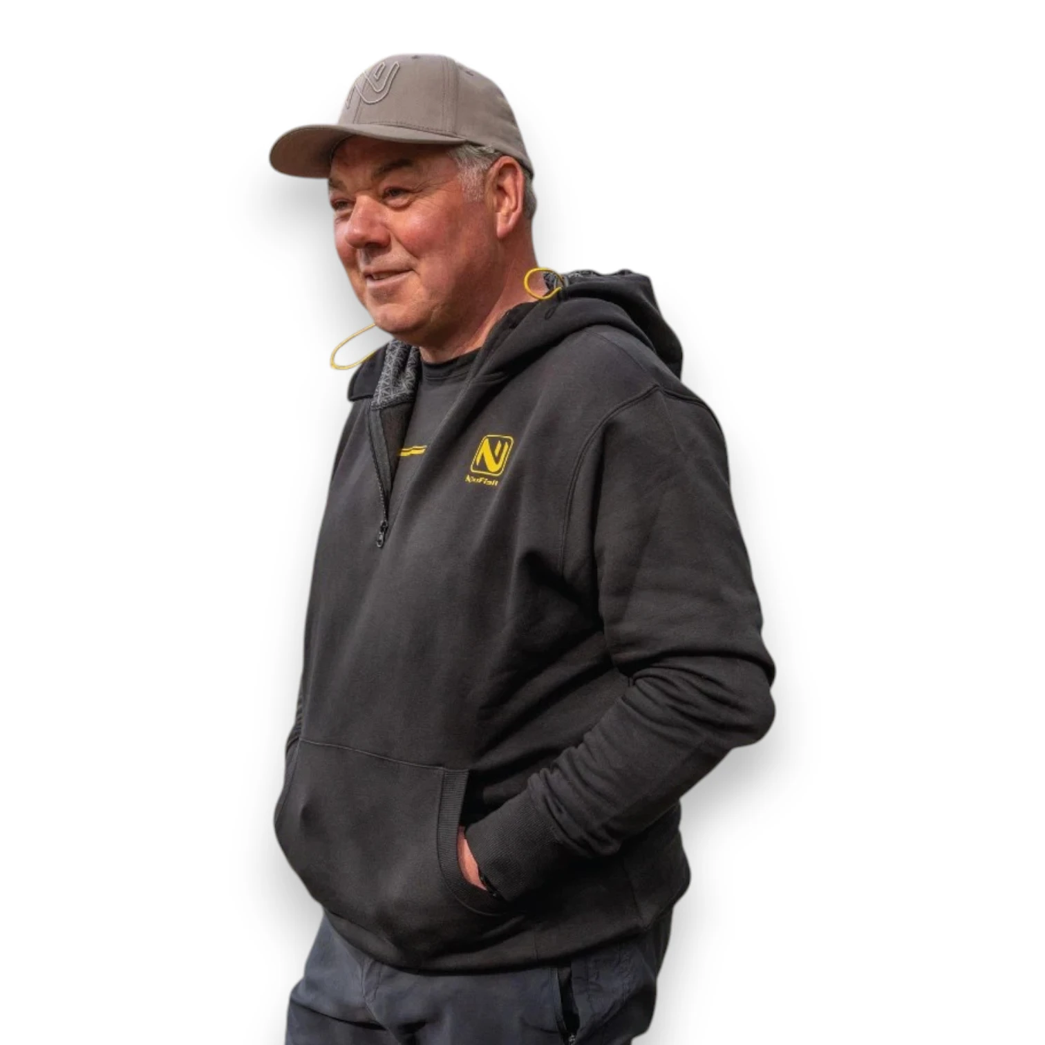 NuFish Quarter Zip Hoodie front view quarter zip fishing hoodie with comfortable fit