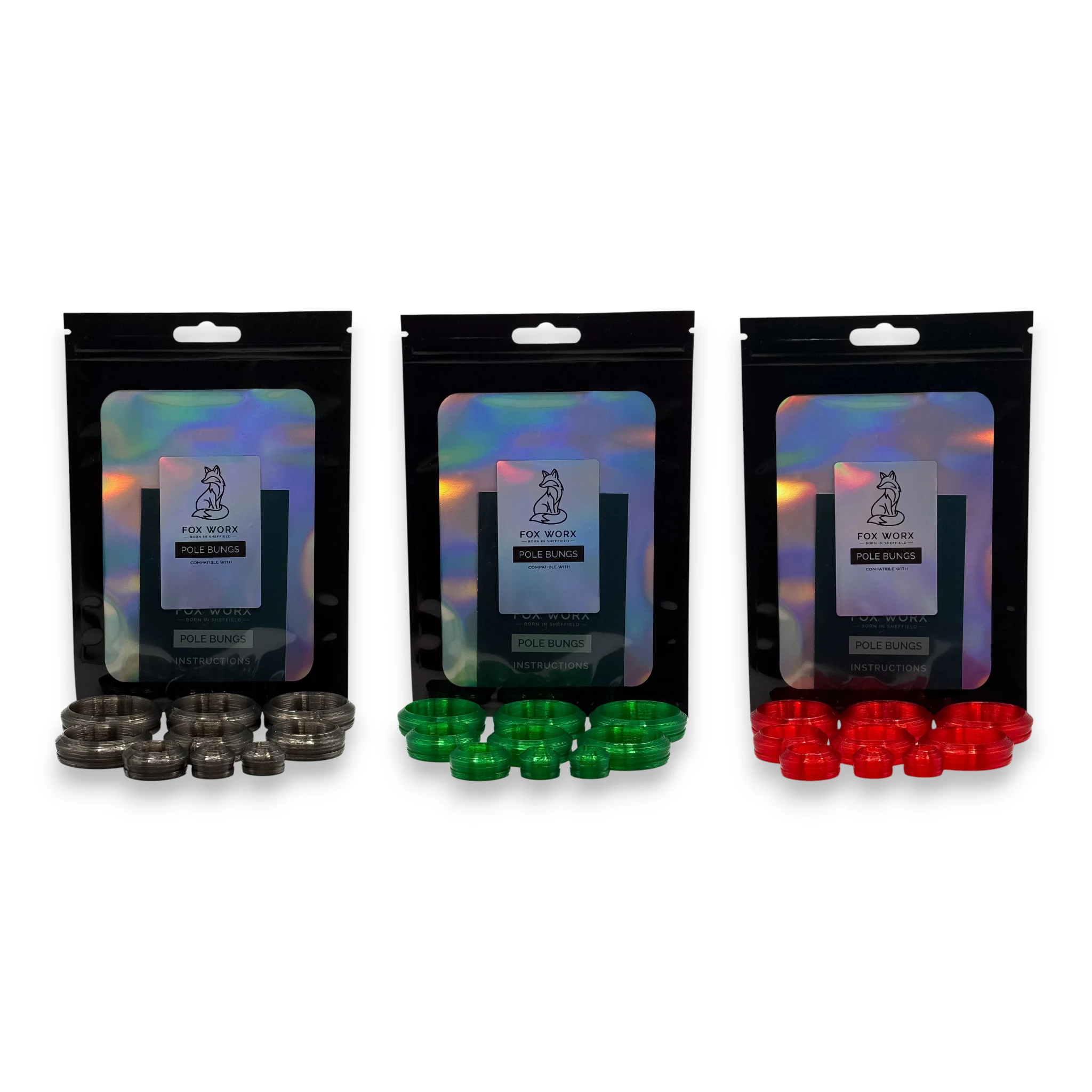 Fox Worx Daiwa Pole Bungs PRO 16m full colour range shown on a white background.