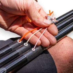 Guru Power XS Pole Kits complete ready-elasticated top kit shown in its protective tube displaying the 30T carbon construction and pre-fitted hollow elastic