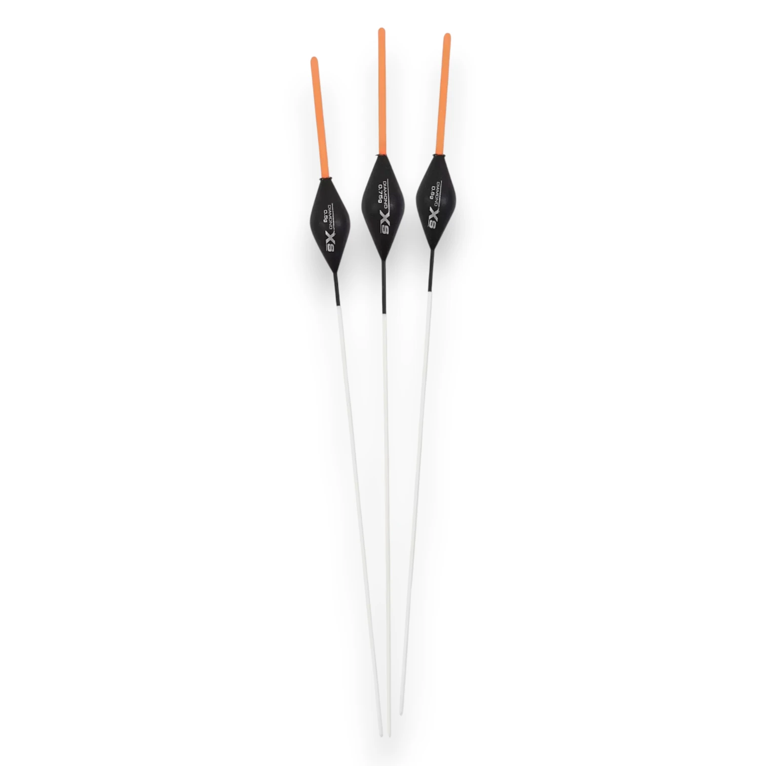 Guru XS Inline Diamond Float with 2mm hollow bristle shown individually displaying the inline body, high-density foam construction, and fibreglass stem