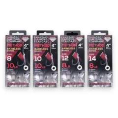 Kamasan Diamond Standard Method Barbless Bands 4" Hooklengths in the original packet showing the ready-tied hooklengths with integrated bait bands