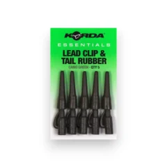 Korda Essentials Lead Clips & Tail Rubbers shown in packaging on a white background.