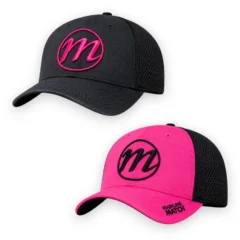Mainline Match 3D Caps in Pink/Black and Black/Pink on white background