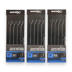 Matrix X8 X-Power Carp 10cm Band Rigs full range in packaging shown on a white background.