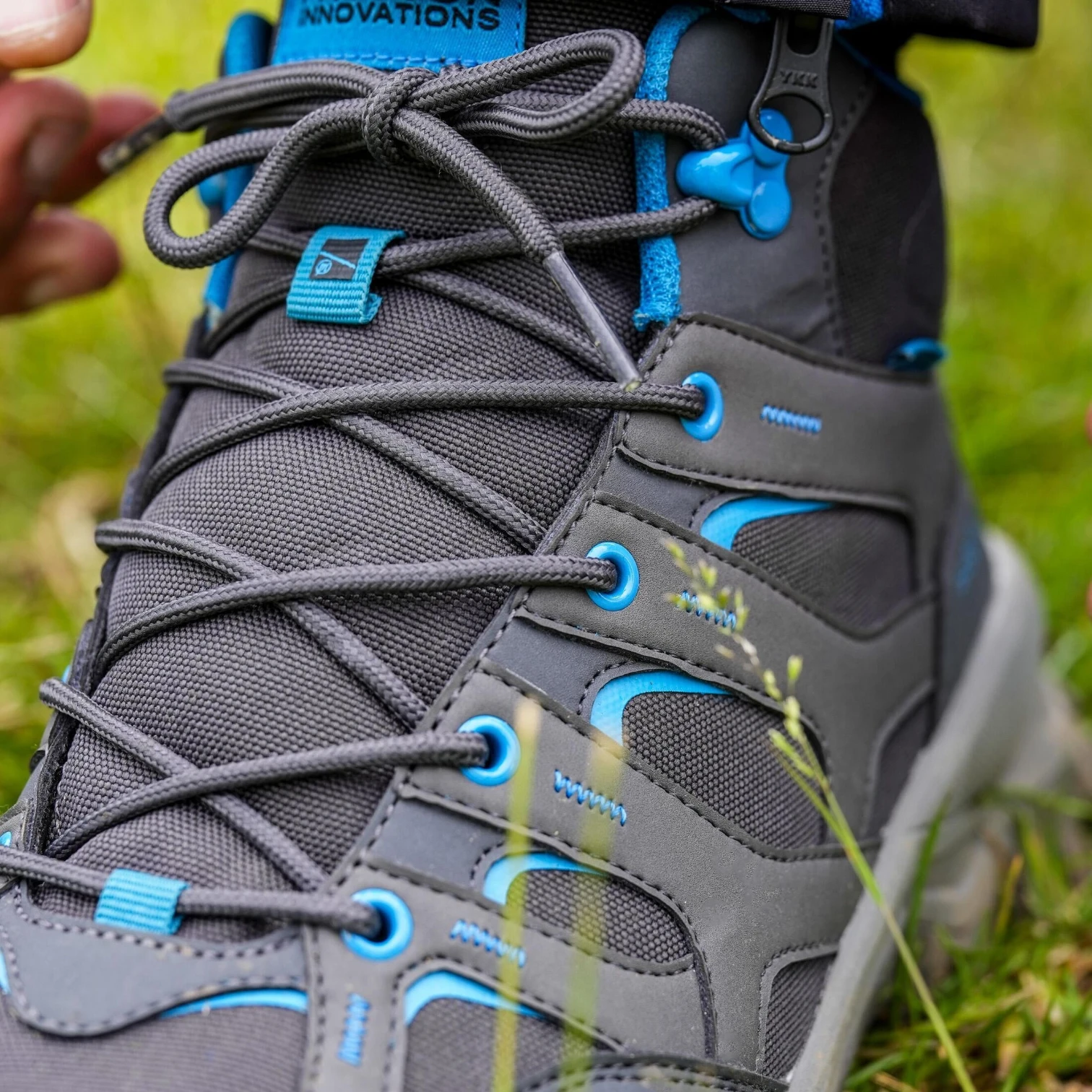 Close-up of the laces on the Preston Treddex Allterrain Boots.