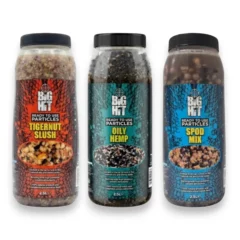 Crafty Catcher Big Hit Prepared Particles range in assorted mixes and jar sizes on a white background