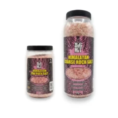 Crafty Catcher Himalayan Rock Salt range in Fine and Coarse options with 500g and 3kg jars on a white background
