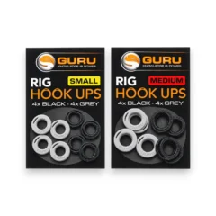 Guru Rig Hook Ups full range in packaging shown on a white background.