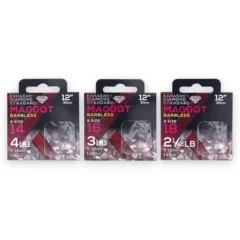 Kamasan Diamond Standard Maggot Barbless Bands 12″ Hooklengths displayed on a white background